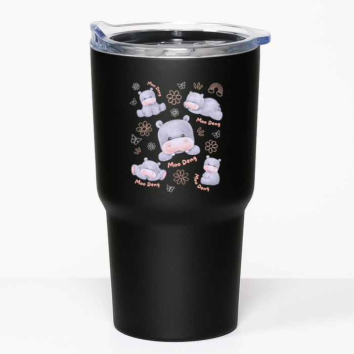 Moo Deng Hippo Pig Flower Cute Baby Pygmy Moodeng Souvenir Tumbler