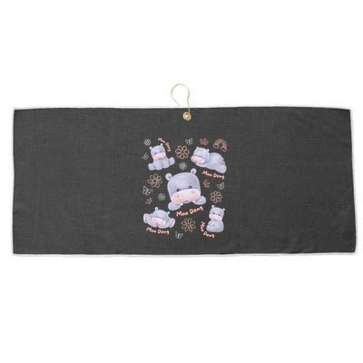 Moo Deng Hippo Pig Flower Cute Baby Pygmy Moodeng Souvenir Large Microfiber Waffle Golf Towel