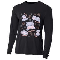 Moo Deng Hippo Pig Flower Cute Baby Pygmy Moodeng Souvenir Cooling Performance Long Sleeve Crew