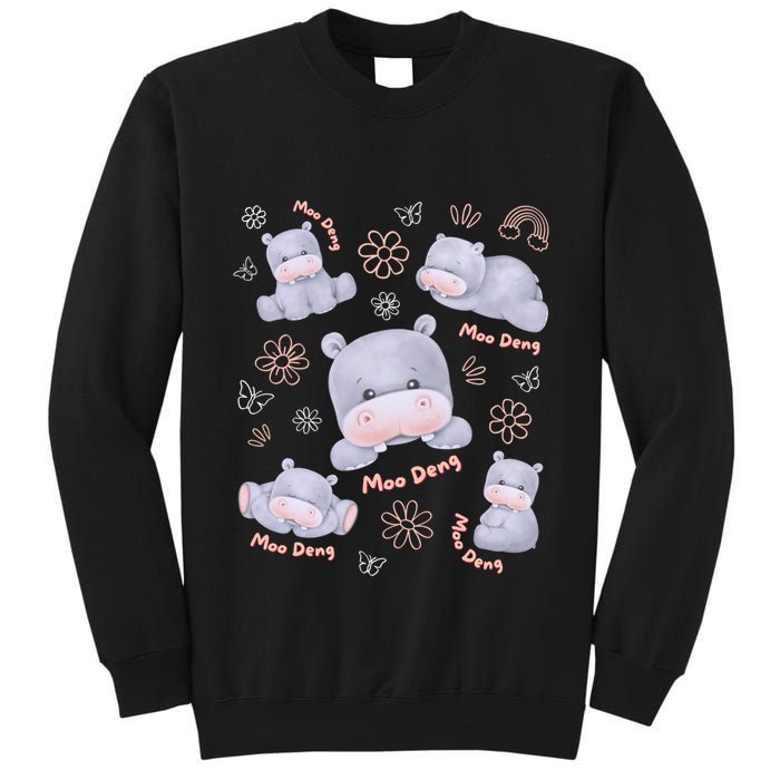Moo Deng Hippo Pig Flower Cute Baby Pygmy Moodeng Souvenir Tall Sweatshirt