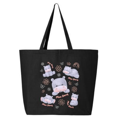 Moo Deng Hippo Pig Flower Cute Baby Pygmy Moodeng Souvenir 25L Jumbo Tote