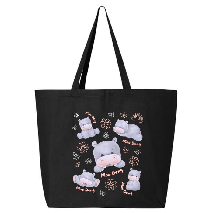 Moo Deng Hippo Pig Flower Cute Baby Pygmy Moodeng Souvenir 25L Jumbo Tote