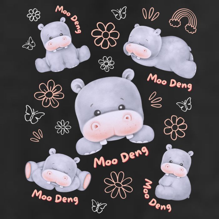 Moo Deng Hippo Pig Flower Cute Baby Pygmy Moodeng Souvenir 25L Jumbo Tote