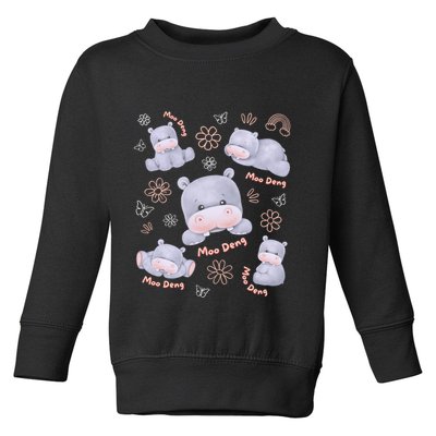 Moo Deng Hippo Pig Flower Cute Baby Pygmy Moodeng Souvenir Toddler Sweatshirt