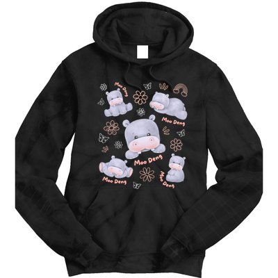 Moo Deng Hippo Pig Flower Cute Baby Pygmy Moodeng Souvenir Tie Dye Hoodie