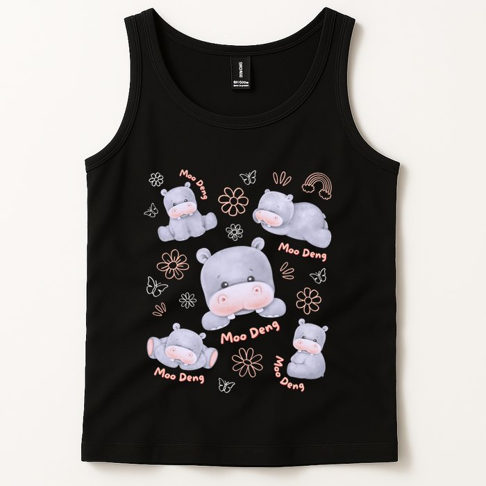 Moo Deng Hippo Pig Flower Cute Baby Pygmy Moodeng Souvenir Tank Top