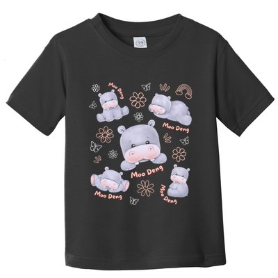 Moo Deng Hippo Pig Flower Cute Baby Pygmy Moodeng Souvenir Toddler T-Shirt
