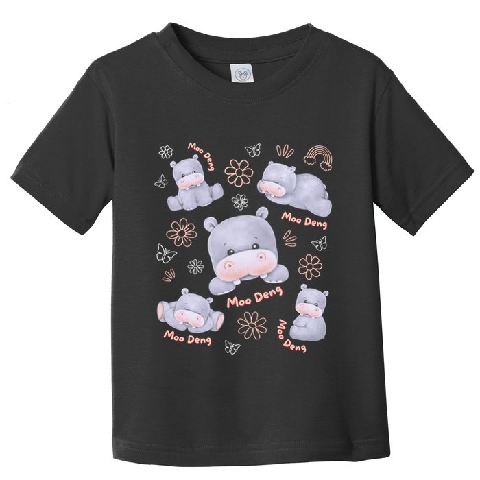 Moo Deng Hippo Pig Flower Cute Baby Pygmy Moodeng Souvenir Toddler T-Shirt