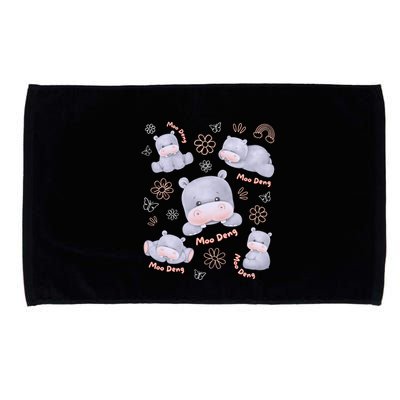 Moo Deng Hippo Pig Flower Cute Baby Pygmy Moodeng Souvenir Microfiber Hand Towel