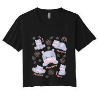 Moo Deng Hippo Pig Flower Cute Baby Pygmy Moodeng Souvenir Crop Top
