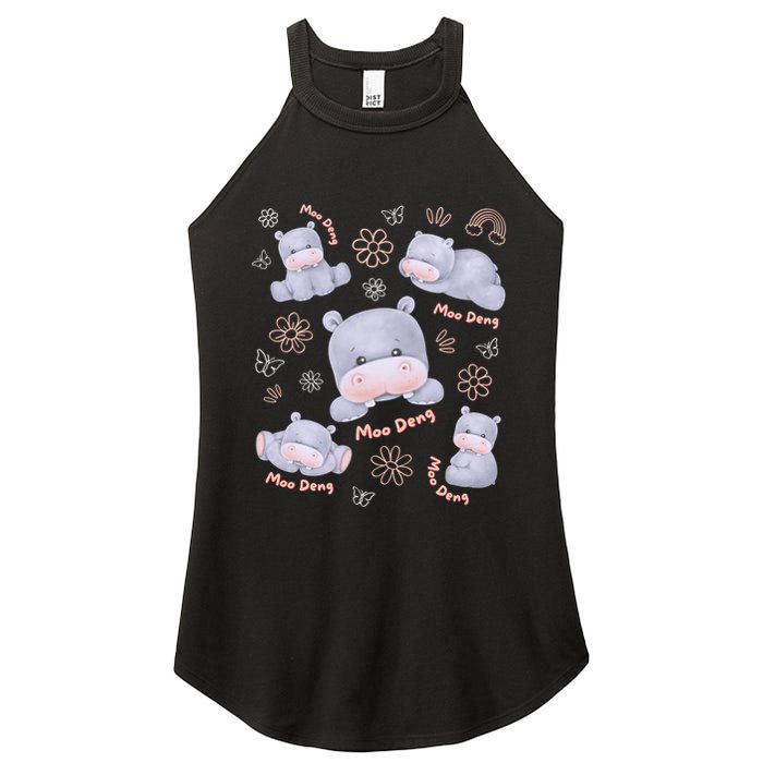 Moo Deng Hippo Pig Flower Cute Baby Pygmy Moodeng Souvenir Women's Perfect Tri Rocker Tank