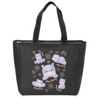 Moo Deng Hippo Pig Flower Cute Baby Pygmy Moodeng Souvenir Zip Tote Bag