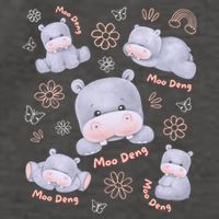 Moo Deng Hippo Pig Flower Cute Baby Pygmy Moodeng Souvenir Vector Backpack