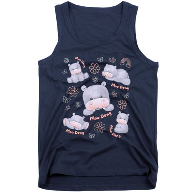 Moo Deng Hippo Pig Flower Cute Baby Pygmy Moodeng Souvenir Tank Top