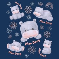 Moo Deng Hippo Pig Flower Cute Baby Pygmy Moodeng Souvenir Infant Baby Jersey Bodysuit
