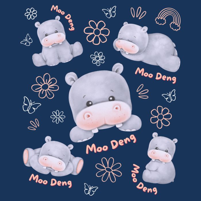 Moo Deng Hippo Pig Flower Cute Baby Pygmy Moodeng Souvenir Infant Baby Jersey Bodysuit
