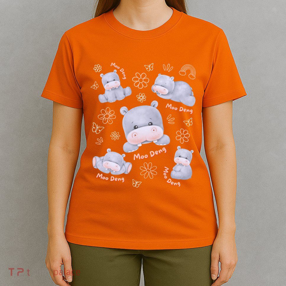 Moo Deng Hippo Pig Flower Cute Baby Pygmy Moodeng Souvenir T-Shirt