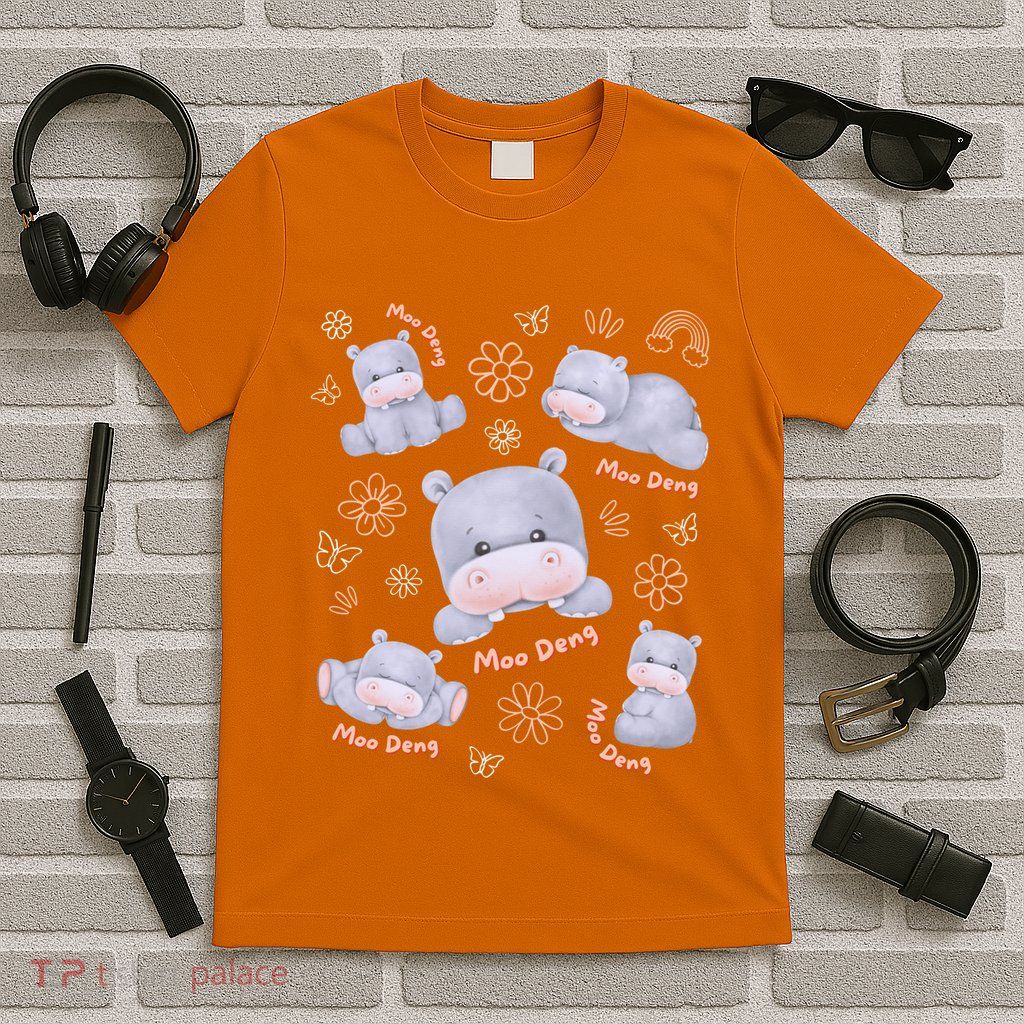Moo Deng Hippo Pig Flower Cute Baby Pygmy Moodeng Souvenir T-Shirt