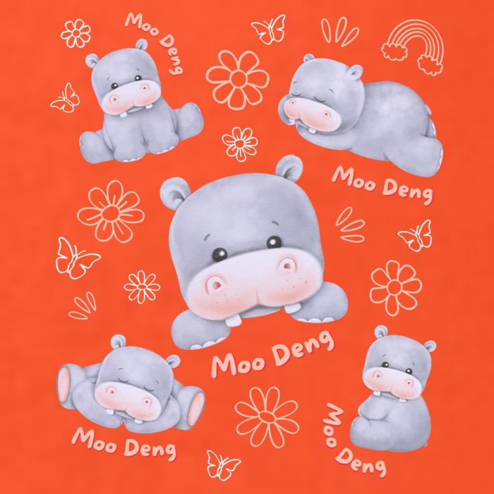 Moo Deng Hippo Pig Flower Cute Baby Pygmy Moodeng Souvenir Tall T-Shirt
