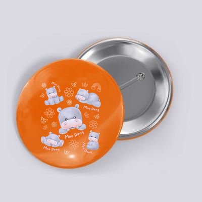 Moo Deng Hippo Pig Flower Cute Baby Pygmy Moodeng Souvenir Button