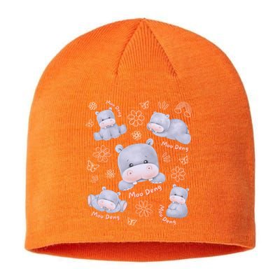 Moo Deng Hippo Pig Flower Cute Baby Pygmy Moodeng Souvenir Sustainable Beanie