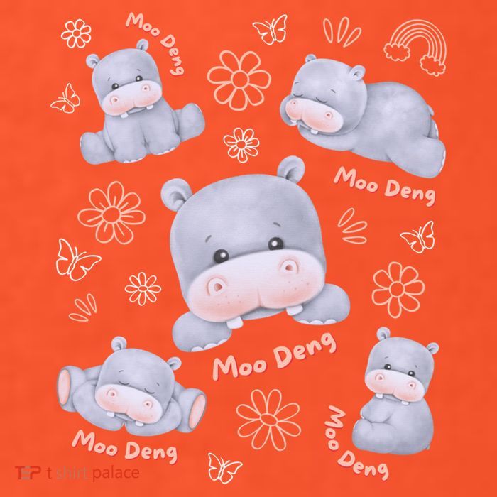 Moo Deng Hippo Pig Flower Cute Baby Pygmy Moodeng Souvenir Magnet