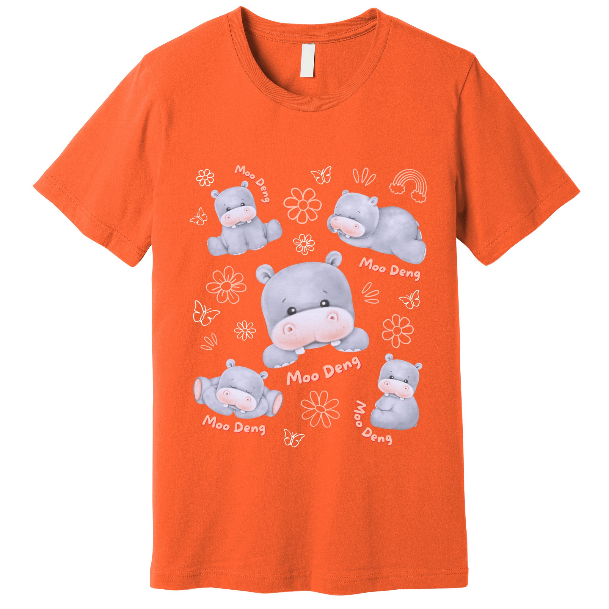 Moo Deng Hippo Pig Flower Cute Baby Pygmy Moodeng Souvenir Premium T-Shirt