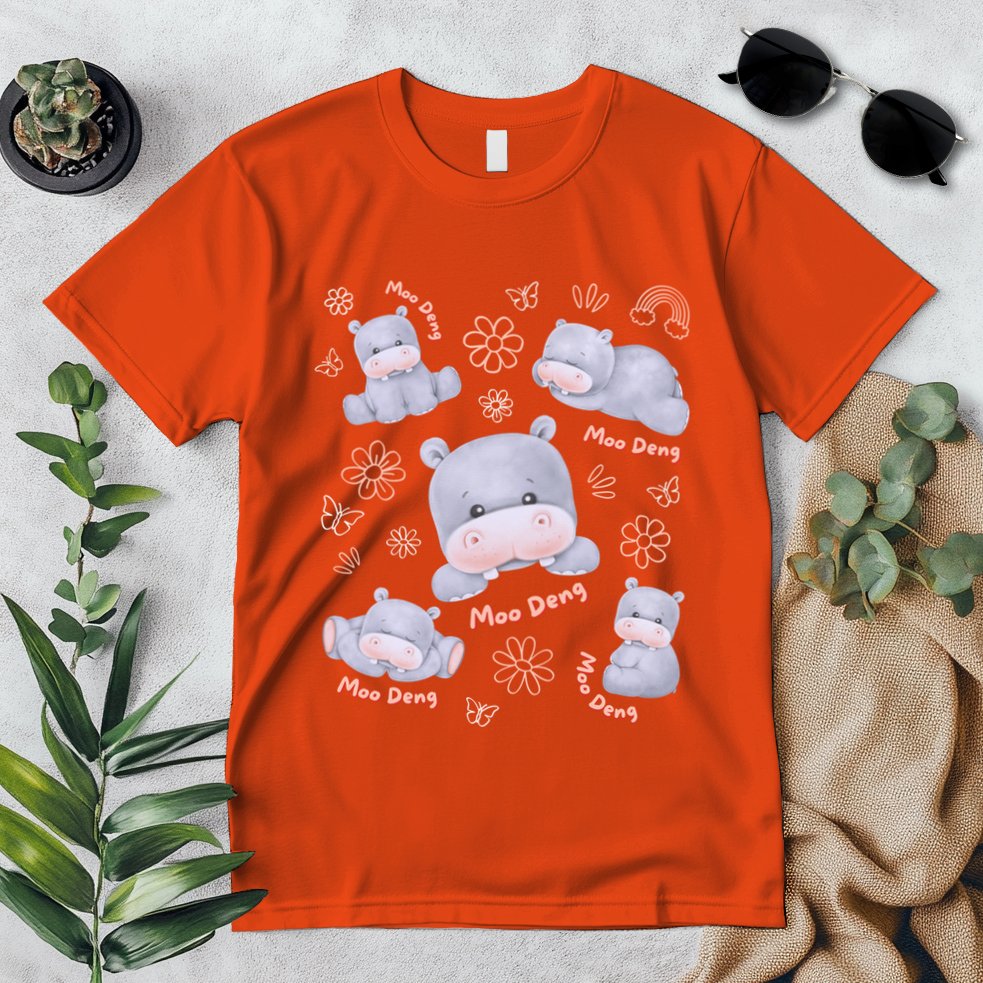Moo Deng Hippo Pig Flower Cute Baby Pygmy Moodeng Souvenir Premium T-Shirt