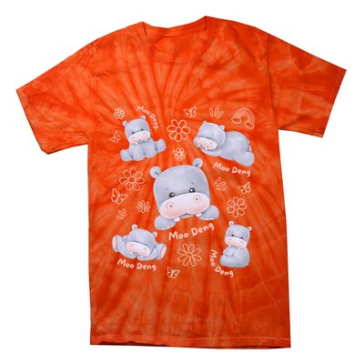 Moo Deng Hippo Pig Flower Cute Baby Pygmy Moodeng Souvenir Tie-Dye T-Shirt