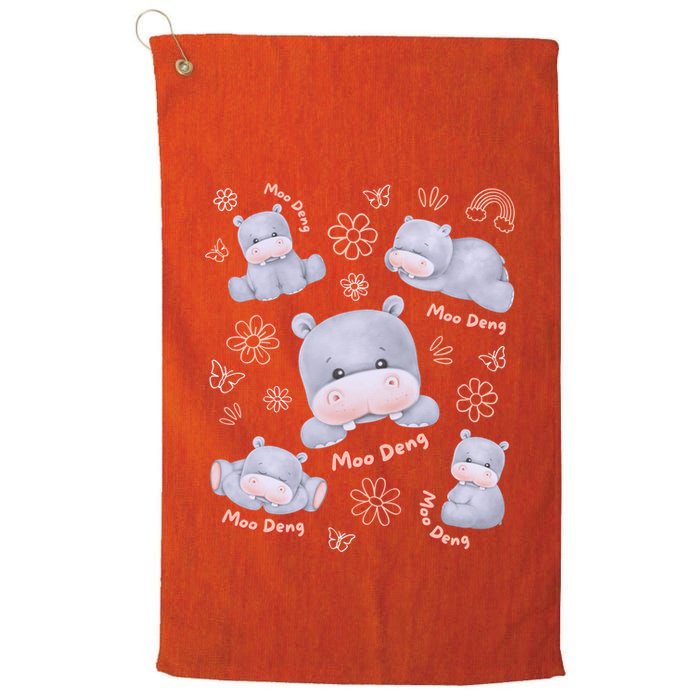 Moo Deng Hippo Pig Flower Cute Baby Pygmy Moodeng Souvenir Golf Towel