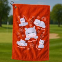 Moo Deng Hippo Pig Flower Cute Baby Pygmy Moodeng Souvenir Golf Towel