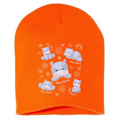 Moo Deng Hippo Pig Flower Cute Baby Pygmy Moodeng Souvenir Short Acrylic Beanie