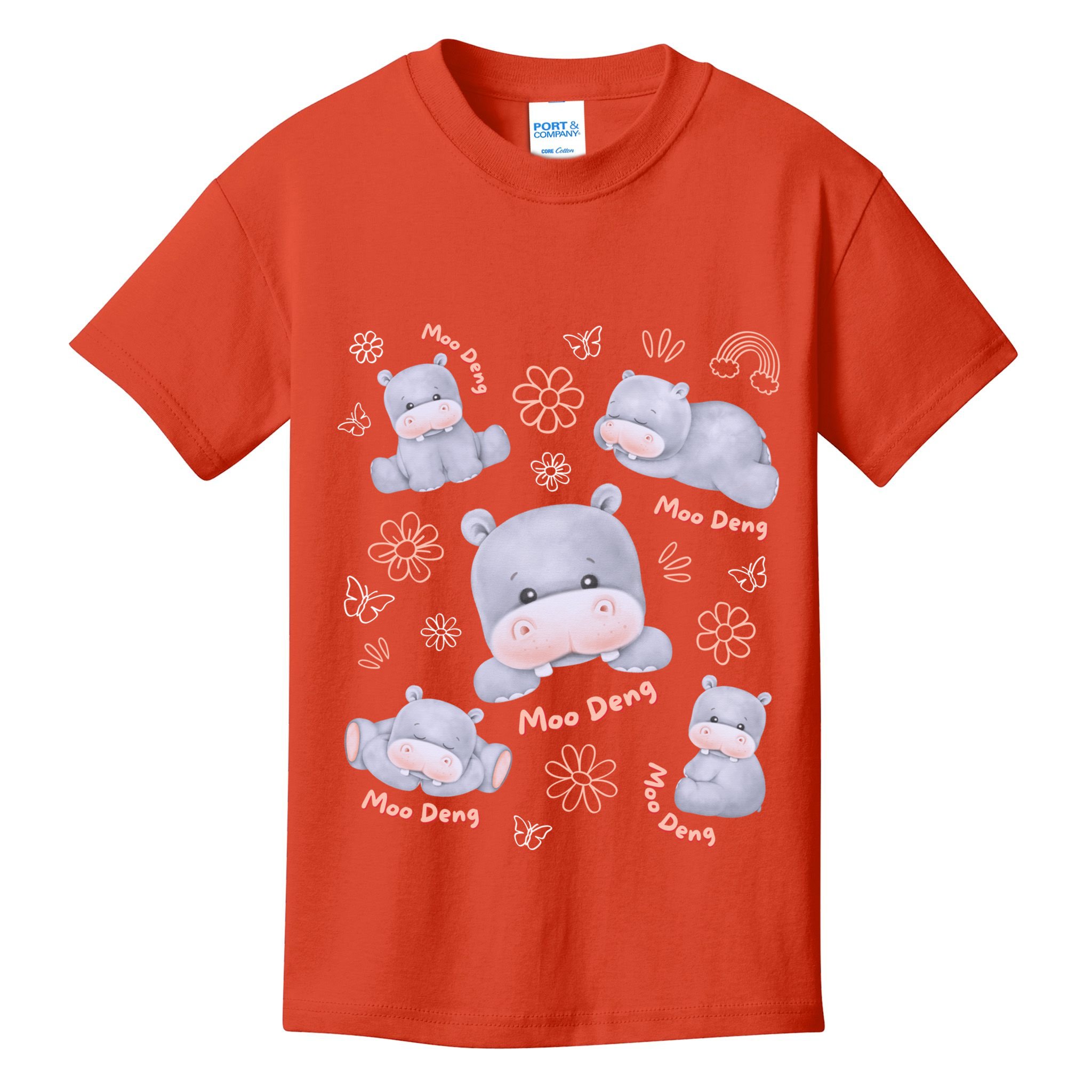 Moo Deng Hippo Pig Flower Cute Baby Pygmy Moodeng Souvenir Kids T-Shirt