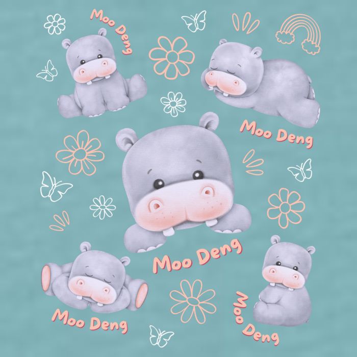 Moo Deng Hippo Pig Flower Cute Baby Pygmy Moodeng Souvenir Sueded Cloud Jersey T-Shirt