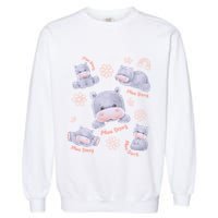 Moo Deng Hippo Pig Flower Cute Baby Pygmy Moodeng Souvenir Garment-Dyed Sweatshirt