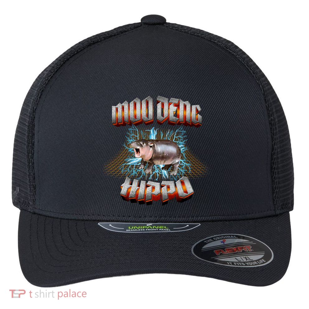Moo Deng Heavy Hardcore Music Flexfit Unipanel Trucker Cap