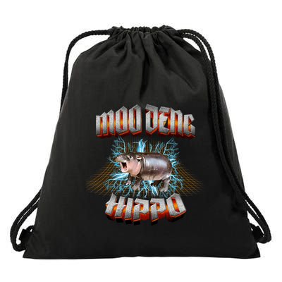 Moo Deng Heavy Hardcore Music Drawstring Bag