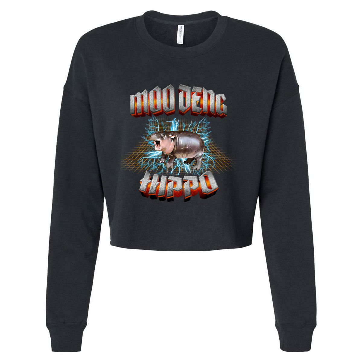 Moo Deng Heavy Hardcore Music Cropped Pullover Crew