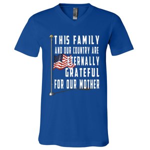 Memorial Day Half Staff American Flag Honor Fallen Mother Meaningful Gift V-Neck T-Shirt