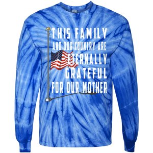 Memorial Day Half Staff American Flag Honor Fallen Mother Meaningful Gift Tie-Dye Long Sleeve Shirt