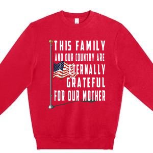 Memorial Day Half Staff American Flag Honor Fallen Mother Meaningful Gift Premium Crewneck Sweatshirt