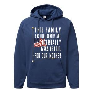 Memorial Day Half Staff American Flag Honor Fallen Mother Meaningful Gift Performance Fleece Hoodie