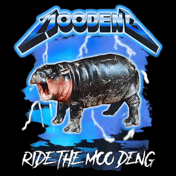 Moo Deng Hippo Ride The Moo Deng Music Rock Style Flexfit Unipanel Trucker Cap