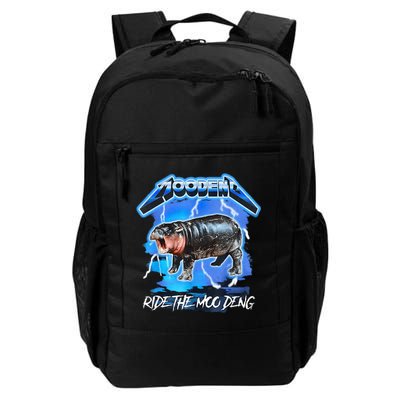 Moo Deng Hippo Ride The Moo Deng Music Rock Style Backpack