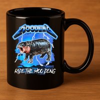 Moo Deng Hippo Ride The Moo Deng Music Rock Style 11oz C Handle Ceramic Mug