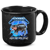 Moo Deng Hippo Ride The Moo Deng Music Rock Style 15oz Campfire Ceramic Mug