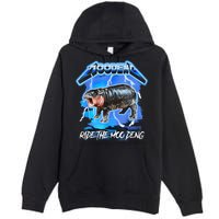 Moo Deng Hippo Ride The Moo Deng Music Rock Style Premium Pullover Hoodie