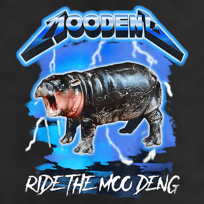 Moo Deng Hippo Ride The Moo Deng Music Rock Style Trucker Hat