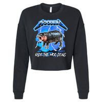 Moo Deng Hippo Ride The Moo Deng Music Rock Style Cropped Pullover Crew