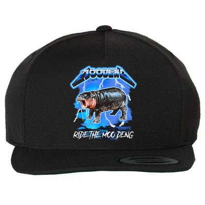Moo Deng Hippo Ride The Moo Deng Music Rock Style Wool Snapback Cap